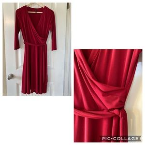 NWOT wrap maroon wrap dress